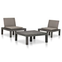 3-częściowy zestaw wypoczynkowy do ogrodu, plastik, antracytowy