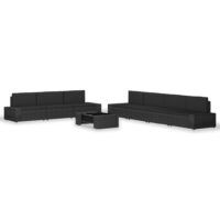 8-cz. zestaw wypoczynkowy do ogrodu, rattan PE, czarny