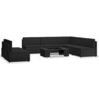 7-częściowy zestaw wypoczynkowy do ogrodu, rattan PE, czarny