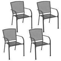Krzesła ogrodowe, 4 szt., z siatką, stal, antracytowe