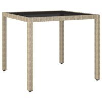Stół ogrodowy, beżowy, 90x90x75 cm, rattan PE