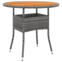 Stolik ogrodowy, Ø80x75 cm, drewno akacjowe i rattan PE, szary