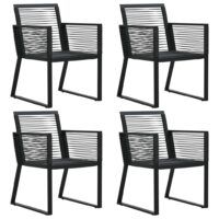 Krzesła ogrodowe, 4 szt., z rattanowego sznurka, czarne