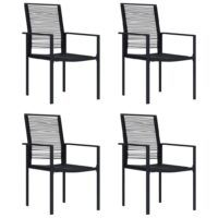 Krzesła ogrodowe, 4 szt., rattan PVC, czarne