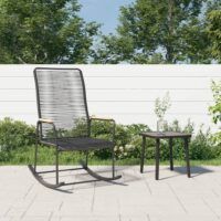 Ogrodowy fotel bujany, czarny, 59x79,5x104 cm, rattan PVC