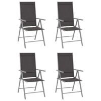 Składane krzesła ogrodowe, 4 szt., tkanina textilene, czarne