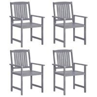 Krzesła ogrodowe, 4 szt., lite drewno akacjowe, szare