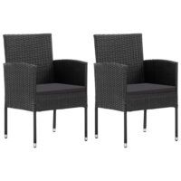 Krzesła ogrodowe, 2 szt., polirattan, czarne