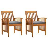 Krzesła ogrodowe z poduszkami, 2 szt., lite drewno akacjowe