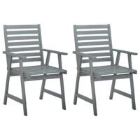 Krzesła ogrodowe, 2 szt., szare, lite drewno akacjowe