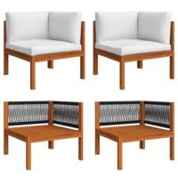 Ogrodowe siedziska narożne z poduszkami, 2 szt., akacjowe