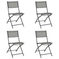 Składane krzesła ogrodowe, 4 szt., szare, stal i textilene