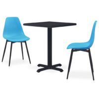 3-częściowy zestaw mebli ogrodowych, metal i PP, niebieski