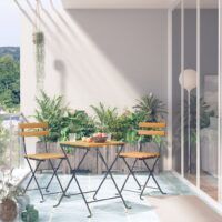 3-cz. zestaw składanych mebli bistro, lite drewno akacjowe