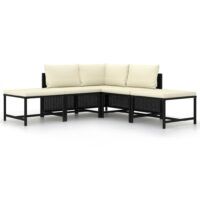 5-cz. zestaw wypoczynkowy do ogrodu, poduszki, czarny rattan PE