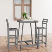 3-cz. zestaw mebli barowych do ogrodu, szare drewno akacjowe