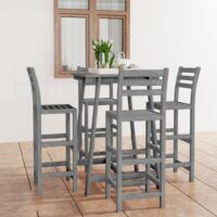 5-cz. zestaw mebli barowych do ogrodu, szare drewno akacjowe