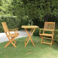 3-cz. zestaw składanych mebli ogrodowych, lite drewno akacjowe