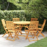7-cz. zestaw składanych mebli ogrodowych, lite drewno akacjowe