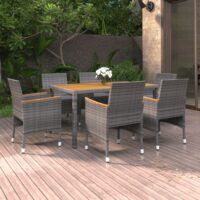 7-częściowy zestaw mebli ogrodowych, polirattan, szary