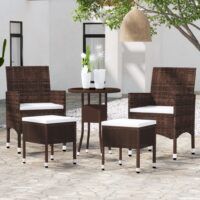 5-cz. zestaw wypoczynkowy do ogrodu, polirattan, brązowy