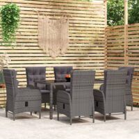 7-częściowy zestaw mebli ogrodowych, polirattan, szary