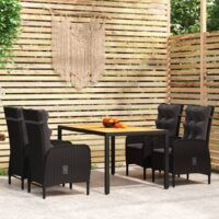 5-częściowy zestaw mebli ogrodowych, polirattan, czarny