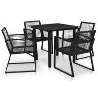 5-cz. zestaw mebli ogrodowych, rattan PVC, czarny
