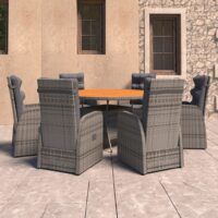 7-cz. zestaw mebli ogrodowych z poduszkami, rattan PE, szary