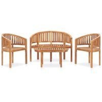 4-cz. zestaw wypoczynkowy do ogrodu, zaokrąglone oparcia, tek