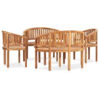 5-cz. zestaw wypoczynkowy do ogrodu, zaokrąglone oparcia, tek