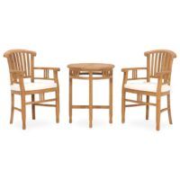 3-cz. zestaw mebli ogrodowych z poduszkami, lite drewno tekowe