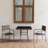 3-cz. zestaw mebli ogrodowych, polirattan, antracyt i szary