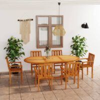 7-cz. zestaw mebli ogrodowych, lite drewno tekowe