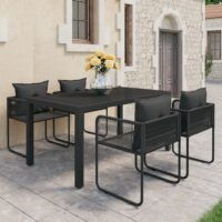 5-częściowy zestaw mebli ogrodowych rattan PVC, czarny