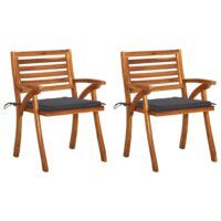 Krzesła ogrodowe z poduszkami, 2 szt., lite drewno akacjowe