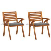 Krzesła ogrodowe z poduszkami, 2 szt., lite drewno akacjowe
