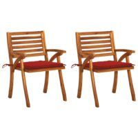 Krzesła ogrodowe z poduszkami, 2 szt., lite drewno akacjowe