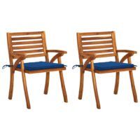 Krzesła ogrodowe z poduszkami, 2 szt., lite drewno akacjowe