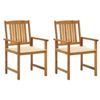 Krzesła ogrodowe z poduszkami, 2 szt., drewno akacjowe