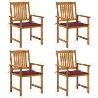 Krzesła ogrodowe z poduszkami, 4 szt., lite drewno akacjowe