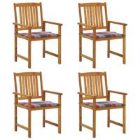 Krzesła ogrodowe z poduszkami, 4 szt., lite drewno akacjowe