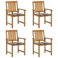 Krzesła ogrodowe z poduszkami, 4 szt., lite drewno akacjowe