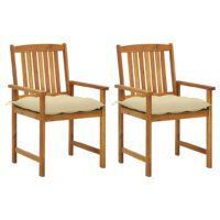Krzesła ogrodowe z poduszkami, 2 szt., drewno akacjowe