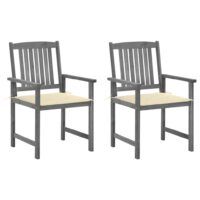 Krzesła ogrodowe z poduszkami, 2 szt., szare, akacjowe