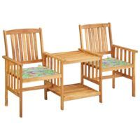 Krzesła ogrodowe ze stolikiem i poduszkami, drewno akacjowe