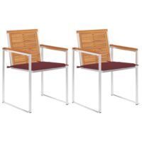 Krzesła ogrodowe z poduszkami, 2 szt., drewno akacjowe i stal