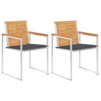 Krzesła ogrodowe z poduszkami, 2 szt., drewno tekowe i stal