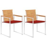 Krzesła ogrodowe z poduszkami, 2 szt., drewno tekowe i stal