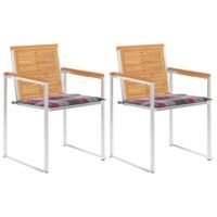 Krzesła ogrodowe z poduszkami, 2 szt., drewno tekowe i stal